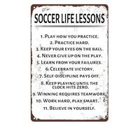 BKGWCSOR Soccer Practice Wisdom Antique Tin Sign Rustic Metal Wall Decor for Bar Garage Game Room Man Cave or Training Room 8 X 12 inch