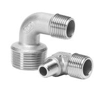 BKGWCSOR Stainless Steel Cast Pipe Fitting, 1pcs Stainless Steel 90° Elbow, DN10*DN8- DN25*DN20 Male X Male 90 Degree Elbow Coupler Connector 304 Pipe Fitting(DN15*10)
