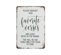 BKGWCSOR Vintage Family Bible Metal Tin Sign Heritage Retro Wall-Art Sentimental Home Decor For Living Room 8 X 12 inch