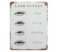 BKGWCSOR Vintage Lash Tech Reference Chart Metal Tin Sign Eyelash Extension Guide Poster Beauty Salon Studio Wall Decor Art 8 X 12 inch
