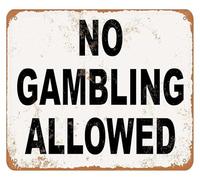 BKGWCSOR Vintage Regulation Sign No Gambling Allowed Retro Rustic Metal Wall-Art for Man Cave Home Office 8 X 12 in