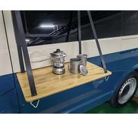 BKICKI Mesa colgante para furgoneta de camping, estante colgante, cocina al aire libre hecha de madera para campistas, altura ajustable para puerta corredera de autobús VW T5 T6