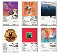 Bkioqoh: Juego de 6 Pósteres de Lona de Kanye West - Graduación, Ye, The Life of Pablo, The College Dropout, My Beautiful Twisted Fantasy, Kids See Ghosts