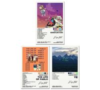 Bkioqoh Un juego de 3 pósteres de lienzo, póster de graduación de Kanye West, póster de Ye, juego de 3 piezas, 30,5 x 45,7 cm, impresiones en lienzo sin marco, juego de 3