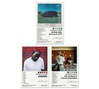 Bkioqoh Un juego de 3 pósteres de lienzo, póster de Kendrick Lamar, póster de Good Kid Maad City, póster de Damn, juego de 3 piezas, 40.6 x 61.0 cm, impresiones en lienzo sin marco, juego de 3