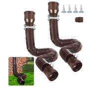 BKITC Canalones flexibles y extensión de bajantes, Extensión redonda para bajantes de 80/100 mm, Juego de extensión de desagüe de canalones, Tubo de bajante de 47 a 150 cm (Marrón, 2 piezas)