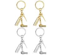 BKJJ Colgante de Llavero, 4 Pcs Llavero de Peluquería, Moda llaveros Personalizados, llavero infantil Mujeres Hombres Moda Peluquería Cadena de Llaves Regalo (Golden y Plata)