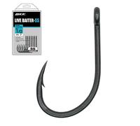 BKK Live Baiter-SS Hook | 6/0 | Paquete de 5 | Revestimiento súper deslizante de agua salada | Punto de gancho de aguja | Vástago forjado | Gancho en J