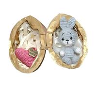 Bkljkf Animal de Ganchillo Hecho a Mano en Concha de Nuez, Conejo de Ganchillo y Oso con corazón de Amor de Punto, Tejidos a Mano en cáscara de Nuez, Animal Relleno de Crochet, Adorable muñeca