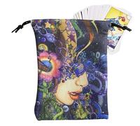 Bkljkf Bolsa Para Tarot | Organizador Para Cartas Con Bolsillos De Almacenamiento,Portaobjetos Para Dados, Joyas Y Cristales Para Casa Y Principiantes