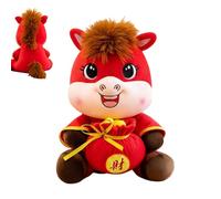 Bkljkf Caballo de Peluche | Caballo de Año Nuevo Lunar de Peluche - Mascota de dibujos animados Dios de la Riqueza 2026 para decoración de mesita de noche de enfermería Fiesta Sofá Regalo