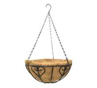 Bkljkf Cesta de Metal con Fibra de Coco, Cesta para Plantas al Aire Libre con Forro de Coco, Cesta de Metal para Plantas, Maceta de corazón con Cadena, decoración de jardín para, césped al