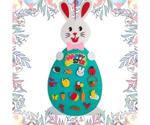 Bkljkf Fieltro Decoración de conejito de Pascua, juego de manualidades de conejos de fieltro - Colgadores de pared de Pascua con | tema de Pascua decoración del hogar, decoración de vacaciones
