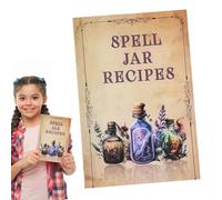 Bkljkf Libro de hechizos para brujas, libro de jar, contenido detallado portátil, libro completo de artesanía de brujas, accesorios de magos para reuniones de viaje a casa para escuela en casa