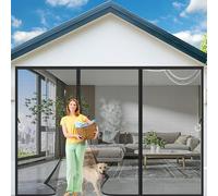 BKPH Mosquitera Puerta Magnetica Corredera Cortina, Anti Mosquito Insecto Mosquitera, Doble Apertura Lateral Mosquitera Puerta Corredera, Negro-c, Tamaños personalizados