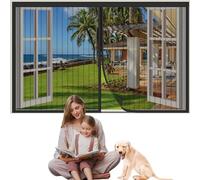 BKPH Mosquitera Ventana Magnética, Mosquitera Para La Ventana, Cortina de Ventana para Prevenir Mosquitos y Insectos, Se cierra automáticamente es fácil de instalar, 145x120cm, Ventana-Negro A