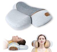 Bkrtondsy Almohada correctora de joroba de cuello, tracción 3 en 1 con calefacción, vibración y elevación ajustable de la bolsa de aire, masaje automático para relajación profunda y alivio del dolor