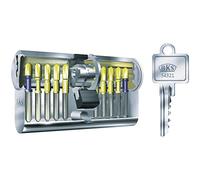 BKS B 8812 0073 Cilindro Profesional de Doble Perfil PZ88, 60/70, latón niquelado Mate con 3 Llaves y Tornillo de fijación