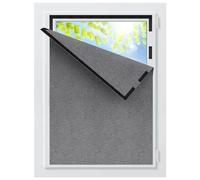 BKSAI Cortina Opaca sin Taladrar 130x150cm, Cortina Blackout Adhesiva de Lino Algodón Gris para Ventanas de Interior, 100% Oscurecimiento Total con Cinta Autoagripante para Dormitorio Oficina Salon