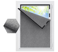 BKSAI Estor Opaco para Ventana, Estores Opacos sin Taladrar Cortina Opaca Cortina Adhesiva de Lino Algodón para Protección Solar en Dormitorio, Salón, Oficina y Caravan - 200X150CM Gris