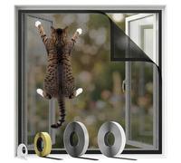 BKSAI Mosquitera Ventana para Gatos, Red Anticaída Adhesiva sin Taladrar, Malla Recortable Resistente a Arañazos, Protección Mascotas para Ventana - 130x150CM Negra