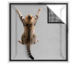 BKSAI Mosquitera Ventana Resistente Gatos, Mosquitera Recortable sin Taladrar Reforzada Red Ventana Protección Gatos, Resistente a Arañazos, 130 * 150cm Malla para Ventana Anticaída Mascotas