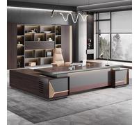 BKSAYAETou Escritorio administrativo de Lujo en Forma de L, Espacioso Escritorio de 237 cm de Madera Maciza, estación de Trabajo administrativa Moderna y Sencilla (Ideal para Oficina y Estudio).