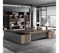 BKSAYAETou Escritorio administrativo de Lujo en Forma de L, Espacioso Escritorio de 86.6" de Madera Maciza, estación de Trabajo administrativa Moderna y Sencilla (Ideal para Oficina/Estudio).