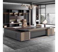 BKSAYAETou Escritorio administrativo de Lujo en Forma de L, Espacioso Escritorio de 86.6" de Madera Maciza, estación de Trabajo administrativa Moderna y Sencilla (Ideal para Oficina/Estudio).