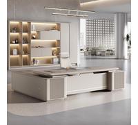 BKSAYAETou Escritorio administrativo de Lujo en Forma de L, Espacioso Escritorio de Madera Maciza de 78.74", estación de Trabajo administrativa Moderna y Sencilla (Ideal para Oficina/Estudio).