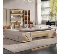 BKSAYAETou Escritorio administrativo de Lujo en Forma de L, Espacioso Escritorio de Madera Maciza de 78.74", estación de Trabajo administrativa Moderna y Sencilla (Ideal para Oficina/Estudio).