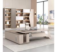 BKSAYAETou Escritorio administrativo de Lujo en Forma de L, Espacioso Escritorio de Madera Maciza de 78.74", estación de Trabajo administrativa Moderna y Sencilla (Ideal para Oficina/Estudio).