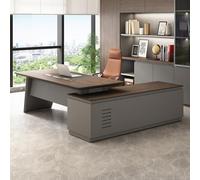 BKSAYAETou Escritorio administrativo para computadora de 94,5"/102,4", Moderno, Simple y Lujoso, en Forma de L, para Jefe, Gerente y Presidente, Utilizado en la Sala de Estar y la Oficina de Estudio.