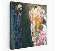 BKstuff - Cuadros modernos, Gustav Klimt, impresión sobre lienzo, decoración de arte clásico (100x100cm, Muerte y vida, Gustav Klimt)