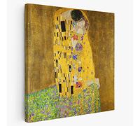 BKstuff - Cuadros modernos, Gustav Klimt, impresión sobre lienzo, decoración de arte clásico (75x75cm, El Beso, Gustav Klimt)