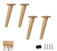 BKSXSOP 4 Patas para Muebles, Patas de Mesa de Madera y Caucho, pies para sofá, Patas de Madera cónicas oblicuas para palets, Repuesto para sillas, Camas y Muebles de TV, Alfombrilla prote