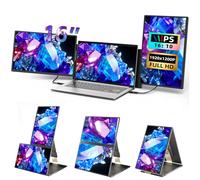 BKVOO - Extensor de pantalla para portátil de 16 pulgadas, extensor de monitor triple desmontable FHD 1920 x 1200P, rotación IPS de 235°, monitor extra portátil, soporte