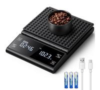 BKXCHA Báscula de Café Digital con Temporizador, Recargable Báscula de Espresso de Precisión 5 kg/0,1 g, con Pantalla LCD y Medición Automática Del Tiempo
