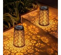 BKXCHA Farolillos Solares Exterior,2 unidades Lampara Solar Exterior Jardin Vintage LED con Diseño de Flores,IP65 Resistente al Agua,Luces Solares Exterior para Exteriores,Patios,Jardines,Balcones