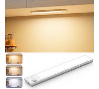 BKXCHA Luz LED para debajo del gabinete con sensor de movimiento, inalámbrica, regulable, recargable por USB-C, tira ultrafina para iluminación de armarios, escaleras y caravanas (1 unidad)