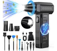 BKXCHA Soplador de Aire con luz LED, 150000 U/min Soplador de Aire Potente con Batería de 6000 mAh, 3 Velocidades Aire Comprimido Limpieza PC, Portátil Air Duster para Limpiar PC,Laptop,Teclado,Coche
