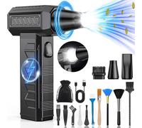 BKXCHA Soplador de aire eléctrico con luz LED, 150000 RPM 3 velocidades aire plumero soplador, 6000mAh soplador de aire comprimido para ordenador, oficina, dofa, reemplazo de aire comprimido