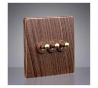 BKYUKJVU 1-3 Gang 2 Way Wall Light Toggle Switch Retro Wood Grain Color Panel Brass Lever Switch for Home Decoration