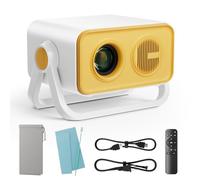 BKZ 2025 actualizado 360° ajustable doble soporte AI Auto Keystone enfoque eléctrico mini proyector portátil con Bluetooth 5.4, soporte 1080P para exteriores y proyector de películas compatible con