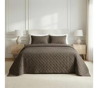 BL BELUM | Colcha Bouti Lisa Acolchada de Microfibra Extrasuave Color Marrón Oscuro Cama 200 (300x280 cm)| Fabricado en España