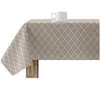 BL BELUM | Mantel Antimanchas 250x140 cm algodón Tacto extrasuave Limpieza fácil y rápida - Mantel Impermeable Marrón Diseño Premium Interior y Exterior 100% Made in Spain