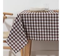 BL BELUM | Mantel Vichy Impermeable Antimanchas Marrón 140x140 - Algodón Tacto Extrasuave - 100% Made in Spain