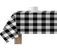BL BELUM | Mantel Vichy Negro Antimanchas algodón 100x140 cm Tacto Extrasuave - Mantel Cuadros Impermeable, Antibacteriano y ecológico, Ideal para Interior y Exterior