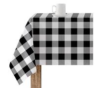 BELUM | Mantel resinado Antimanchas Cuadros 0120-101, Mantel Cuadros Vichy tamaño; 140x140 cm, Mantel Antimanchas NO Hule, Mantel Vichy Negro, Mantel Tejido 100% algodón orgánico