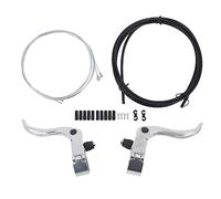 BL329T Bike Brake Cable Set, Bicycle Shifter Cable Housing Kit, Aluminum Alloy Brake Line with Brake Levers, End Caps and S Shaped Clips, Durable Cold Heat Resistant for Mountain R (Plata)